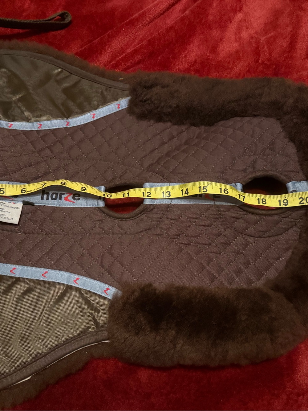 Brown Quilted Horze brand Half  Pad with Faux Sheepskin - Picture 5 of 5